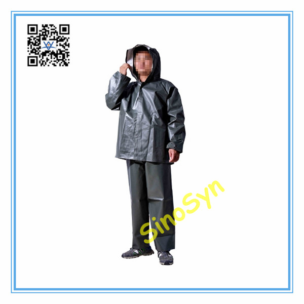 FQ1709 PVC Multifunctional Chemical Protective Split Suit 55dmm Snap Button Dark Green